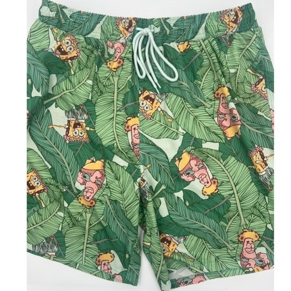 Nickelodeon SpongeBob Swim Trunks Mens 3XL Green Excellent Tropical Patrick